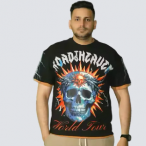 American streetwear men's printed pattern T-shirt