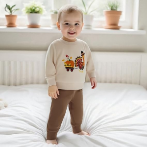 Newborn Baby Boy Clothes Set 2pcs Long Sleeve Top and Pants Suit Toddler Baby Winter Clothes